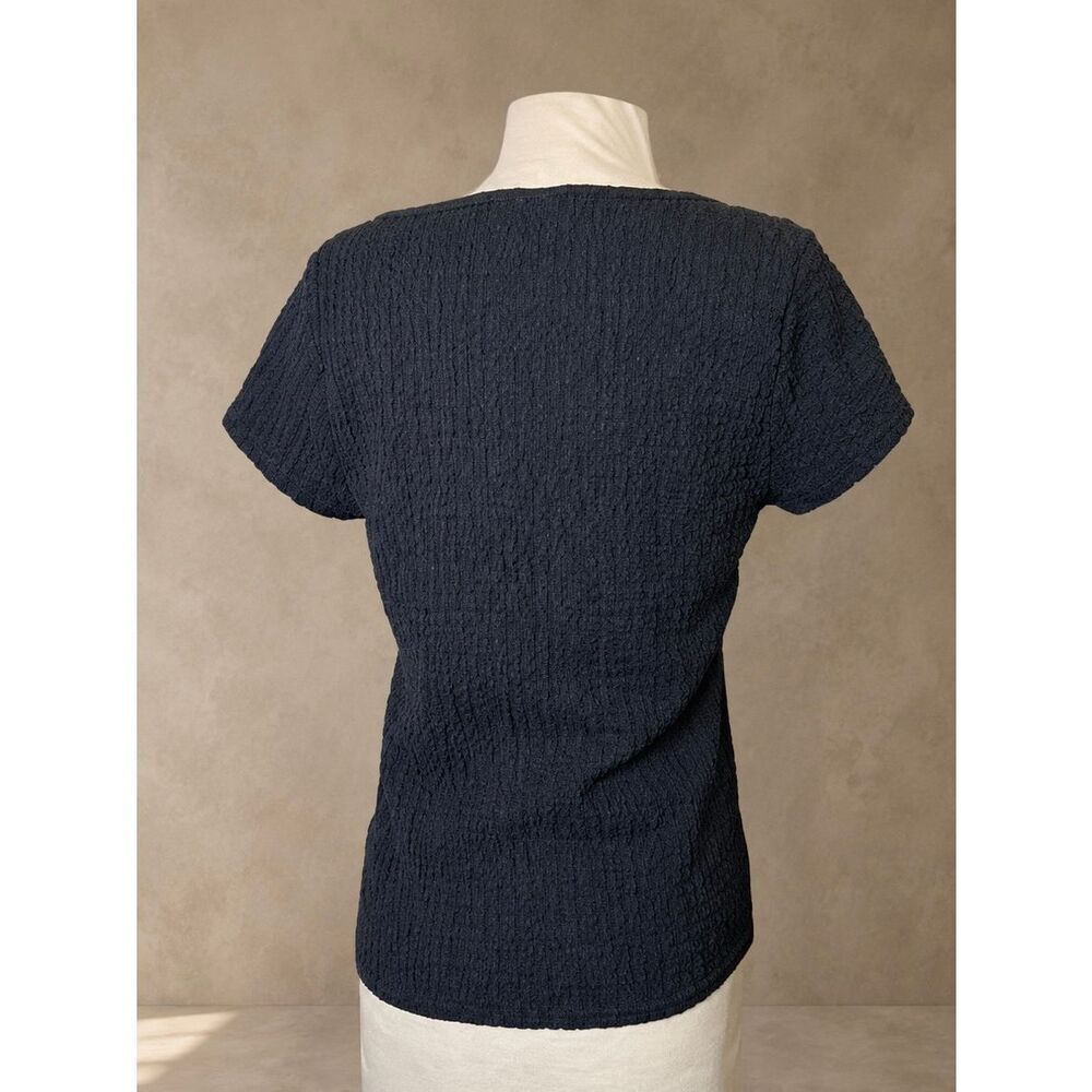 Old Navy Sz L square neck gray textured short sleeve blouse minimalist - Picture 3 of 8